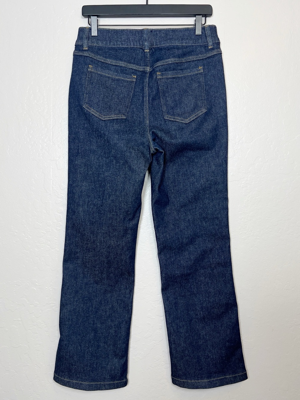 SPANX Women’s Size M Raw Indigo Wash Crop Kick Flare Pull-On Jeans - Picture 3 of 13